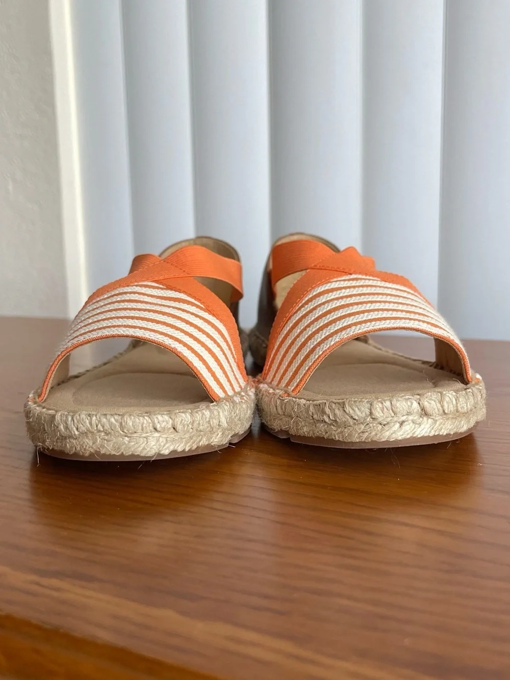 Talbots Illysa Espadrille Sandals Orange Cream Striped Size 7.5